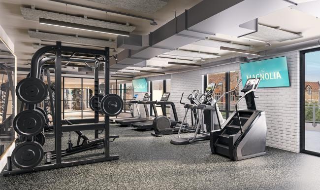 a gym with exercise equipment